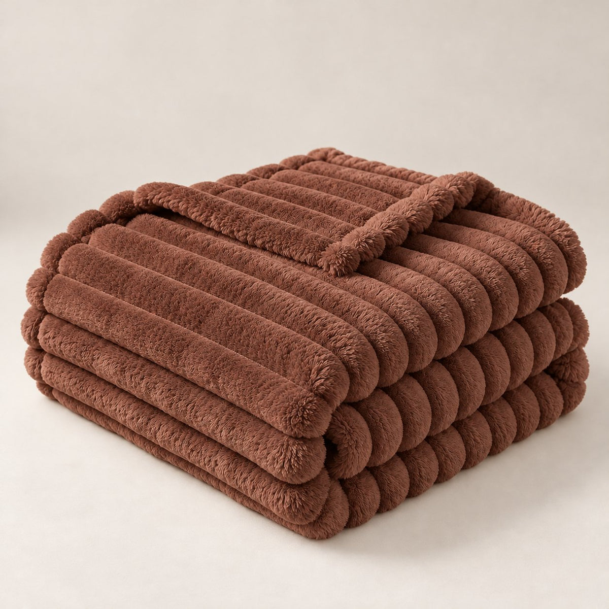 Plaid polaire côtelé Douillette, coloris chocolat