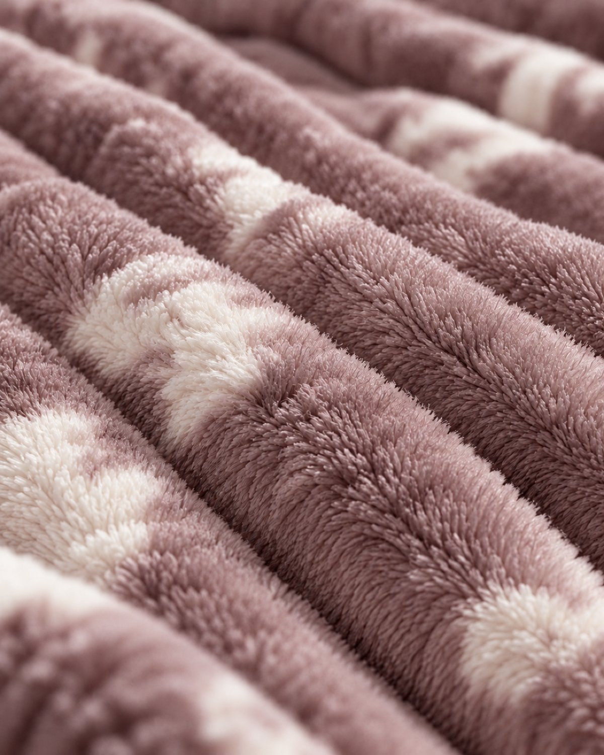 Plaid polaire côtelé Douillette, coloris tie-dye taupe, gros plan sur la maille côtelée