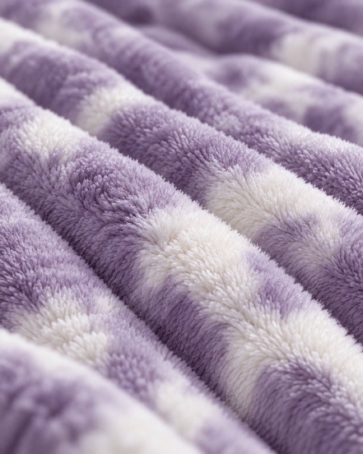 Plaid polaire côtelé Douillette, coloris tie-dye violet, gros plan sur la maille côtelée